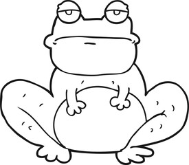 black and white cartoon frog
