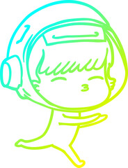 cold gradient line drawing cartoon curious astronaut