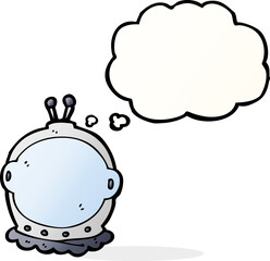 cartoon astronaut helmet with thought bubble