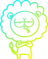 cold gradient line drawing cartoon bored lion