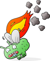 cartoon fly crashing and burning