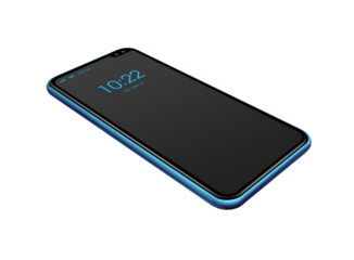 Blue smartphone mockup isolated on transparent background. 3D render