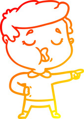 warm gradient line drawing cartoon man talking