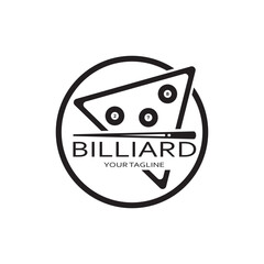 simple billiards logo template illustration with billiard balls and sticks,design for billiards booth,billiards business,bills competition,mobile billiards game,app,badge,billiards sport,vector