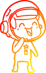 warm gradient line drawing happy cartoon astronaut