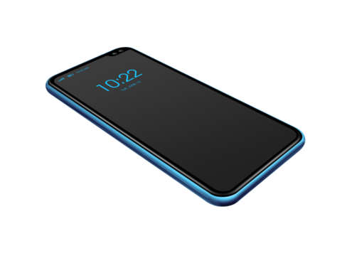Blue smartphone mockup isolated on transparent background. 3D render