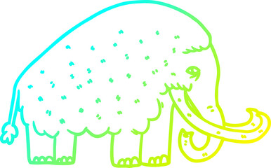 cold gradient line drawing cartoon mammoth
