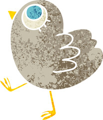 quirky retro illustration style cartoon yellow bird