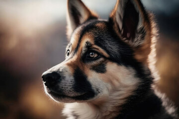 Obraz premium little shepherd dog mix with sad look created with Generative AI technology