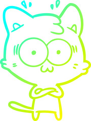 cold gradient line drawing cartoon surprised cat