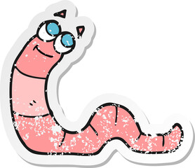 retro distressed sticker of a cartoon worm