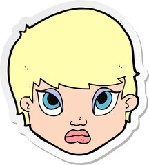 sticker of a cartoon sulking woman