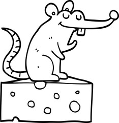 cartoon mouse sitting on cheese