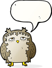 cartoon wise old owl with speech bubble