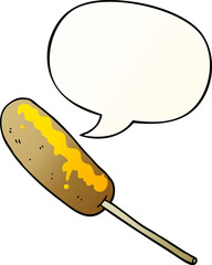 cartoon hotdog on a stick and speech bubble in smooth gradient style