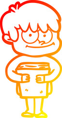 warm gradient line drawing happy cartoon man