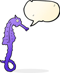 cartoon sea horse with speech bubble