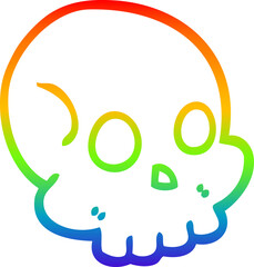 rainbow gradient line drawing cartoon skull