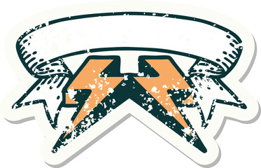 grunge sticker with banner of lightning  bolt