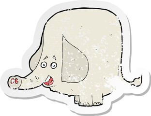 retro distressed sticker of a cartoon happy elephant