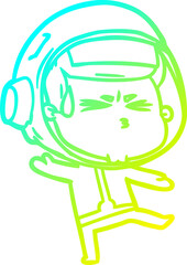 cold gradient line drawing cartoon stressed astronaut
