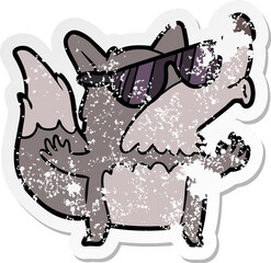 distressed sticker of a cartoon cool werewolf howling