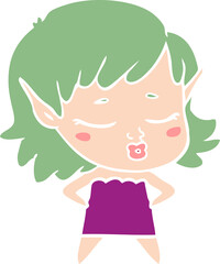 pretty flat color style cartoon elf girl
