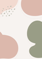Set of stylish templates with organic abstract shapes and line in nude colors. Pastel background in minimalist style