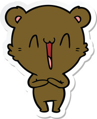 sticker of a happy bear cartoon