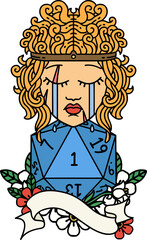 crying human barbarian with natural one d20 roll illustration