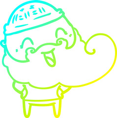 cold gradient line drawing happy bearded man