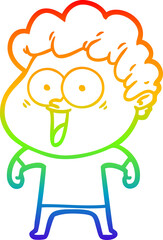 rainbow gradient line drawing cartoon happy man