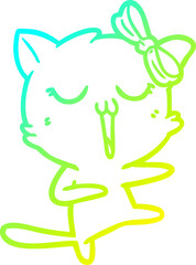 cold gradient line drawing cartoon cat