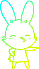cold gradient line drawing curious bunny cartoon