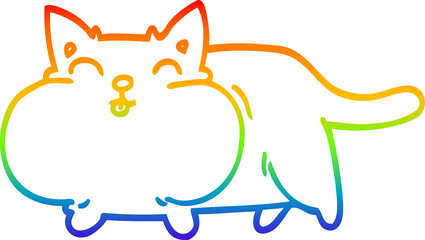 rainbow gradient line drawing cartoon happy cat