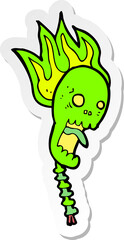 sticker of a spooky cartoon skull