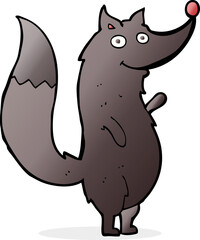 cartoon waving wolf