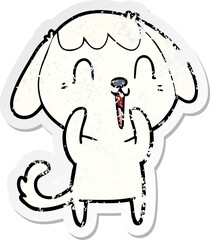 distressed sticker of a cute cartoon dog