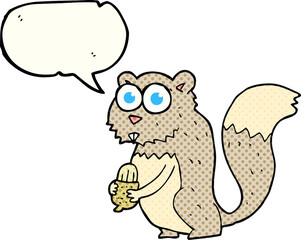 comic book speech bubble cartoon angry squirrel with nut