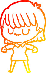 warm gradient line drawing cartoon woman