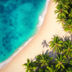 Obraz na płótnie Canvas beach with palm trees - Tropical beach landscape - Generative AI