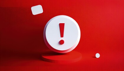 Red notification reminder icon chat message of attention alert alarm notice sign or flat design social button important caution symbol and warning urgent exclamation. Generative AI.