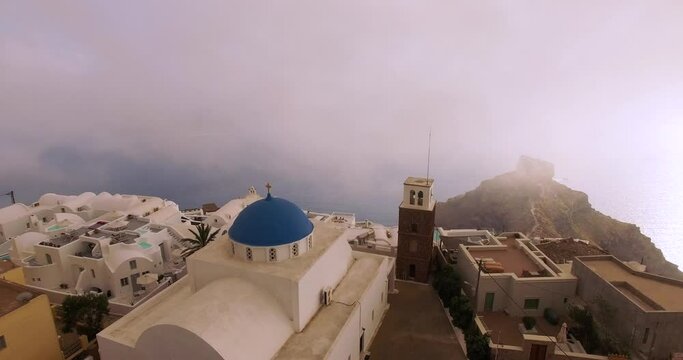 Aerial Drone video Footage of Santorini island at sunset