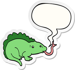 cartoon lizard and speech bubble sticker