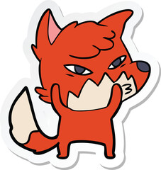 sticker of a clever cartoon fox