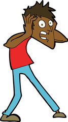 cartoon man panicking
