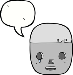 cartoon robot head with speech bubble