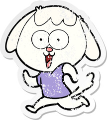 distressed sticker of a cute cartoon dog