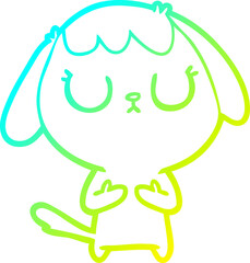 cold gradient line drawing cute cartoon dog