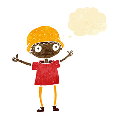 cartoon boy with positive attitude with thought bubble